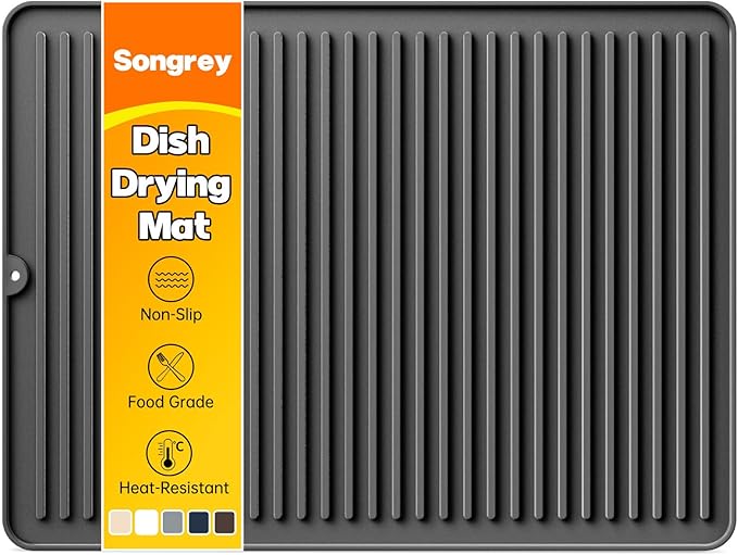 Songrey 24" x 18" Silicone Dish Drying Mat, Kitchen Counter Drying Pad by Unknown