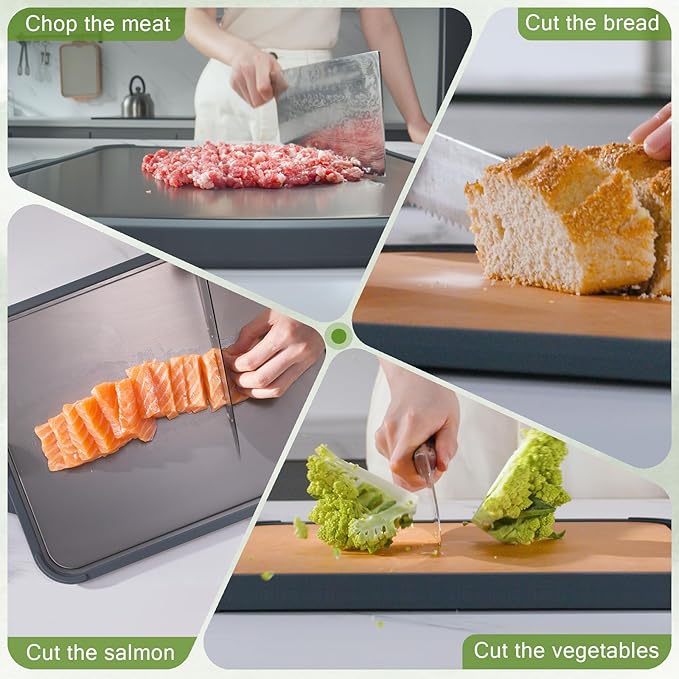 Titanium Cutting Board for Kitchen, Double Sided Pure Titanium and Wood Fiber - Image 9