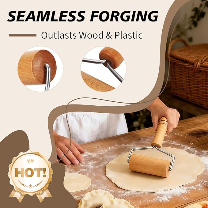 Pizza Rolling Pin Small Rolling Pin Wooden Dough Roller Non Stick Pizza Dough - Image 3