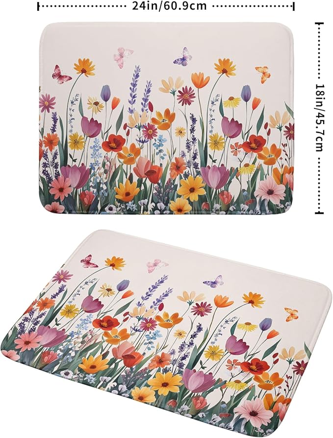 Kawani Spring Summer Flowers Dish Drying Mat - Image 2