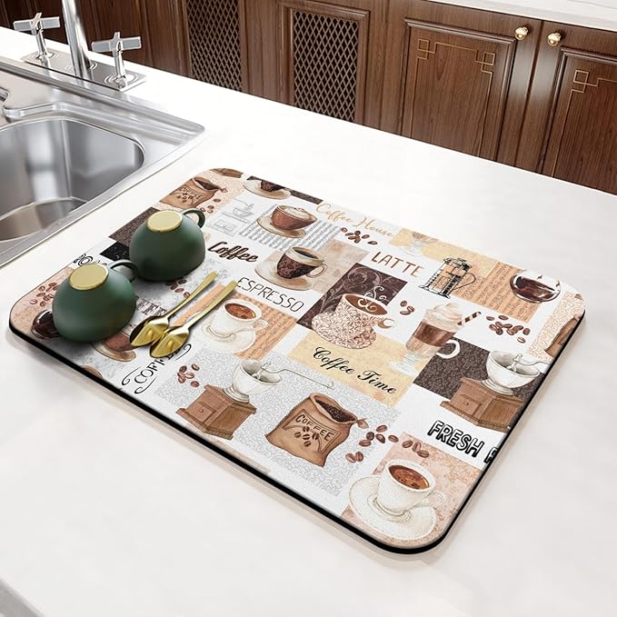 Coffee Mat 23inx15in, Absorbent Hide Stain Anti-Slip Coffee Bar Accessories - Image 3