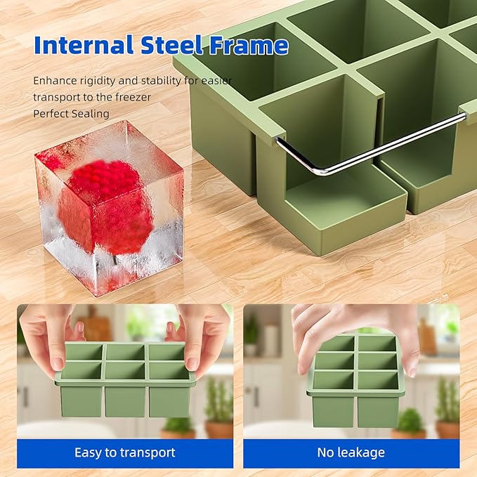 Large Ice Cube Tray for Whiskey 3 Pack, HANCELANT Big Silicone Square Ice Cube - Image 3