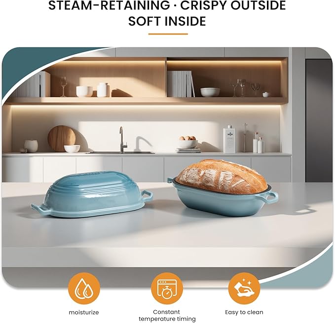 Enameled Cast Iron Dutch Oven for Sourdough Bread Baking, 9 x 5-4/5 Inch Oval - Image 5