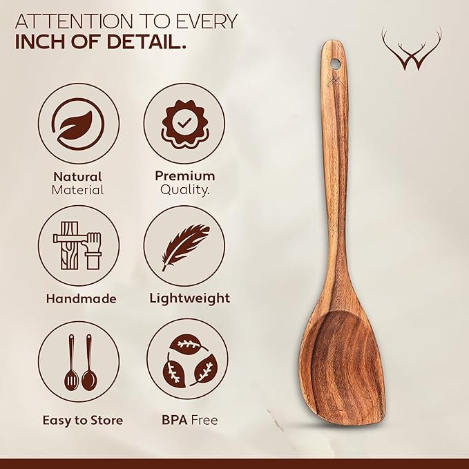 CORNER Teak Wooden Spoon for Cooking - Image 5