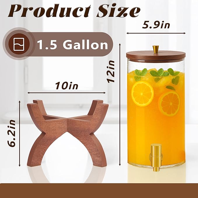 Glass Drink Dispenser, 1.5 Gallon Beverage Dispenser - Image 3
