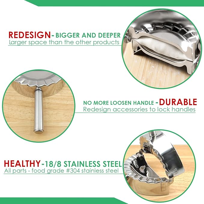 KAYCROWN 3.25 Inch Empanada Press, Stainless Steel Dumpling Maker Dough Cutter - Image 6
