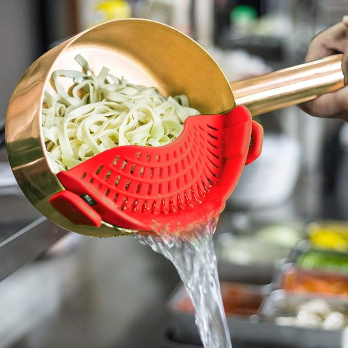 Clip On Strainer Silicone for all Pots and Pans, AUOON Pasta Strainer Clip on - Image 3