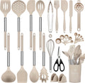 NCUE Silicone Cooking Utensils Set, Food Grade Silicone and Stainless Steel by NCUE