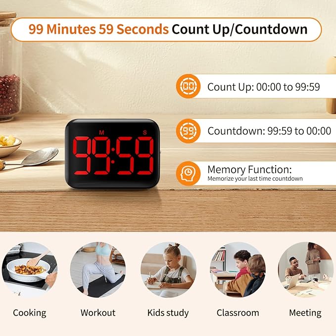 VOCOO Magnetic Kitchen Timer for Cooking - Image 3