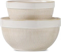 Ceramic Large Glazed White Stripe Mixing Bowls by TEAKISS