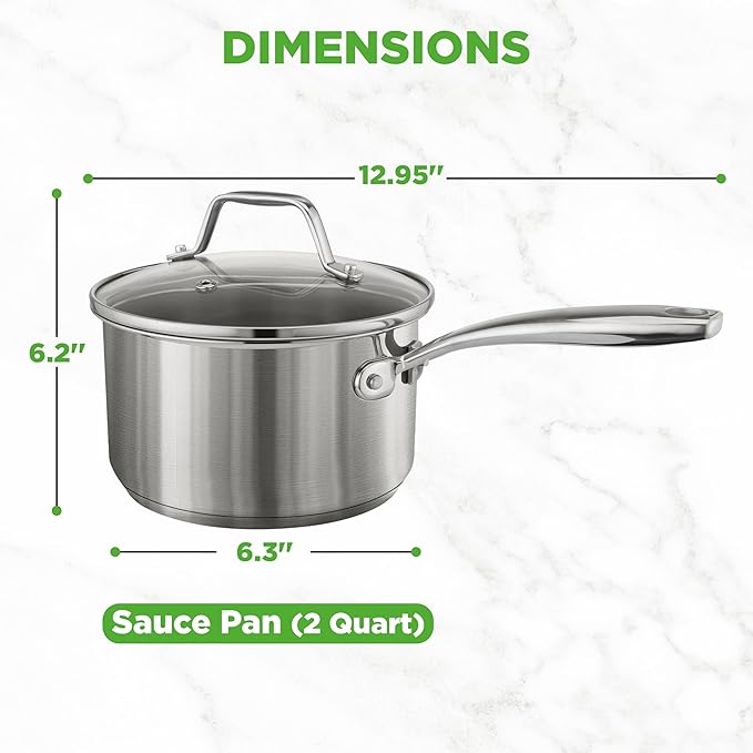 NutriChef 2 Quart Stainless Steel Saucepan - Image 5