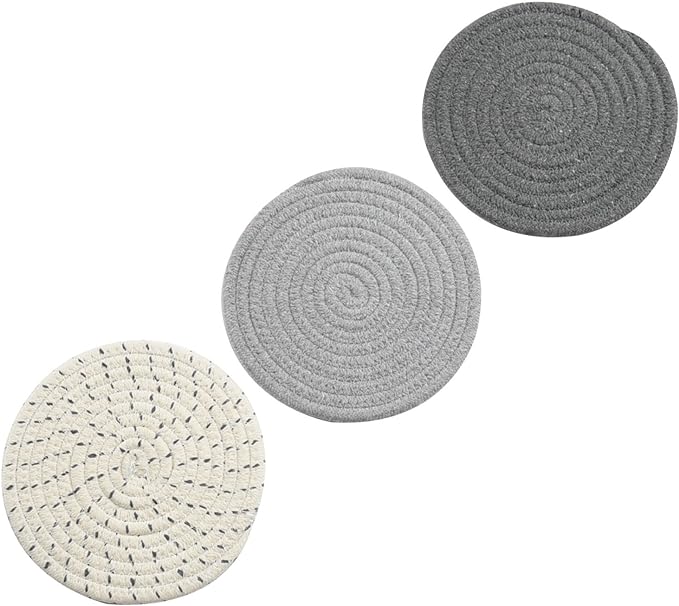 Potholders Set Trivets Set 100% Pure Cotton Thread Weave Hot Pot Holders Set - Image 4
