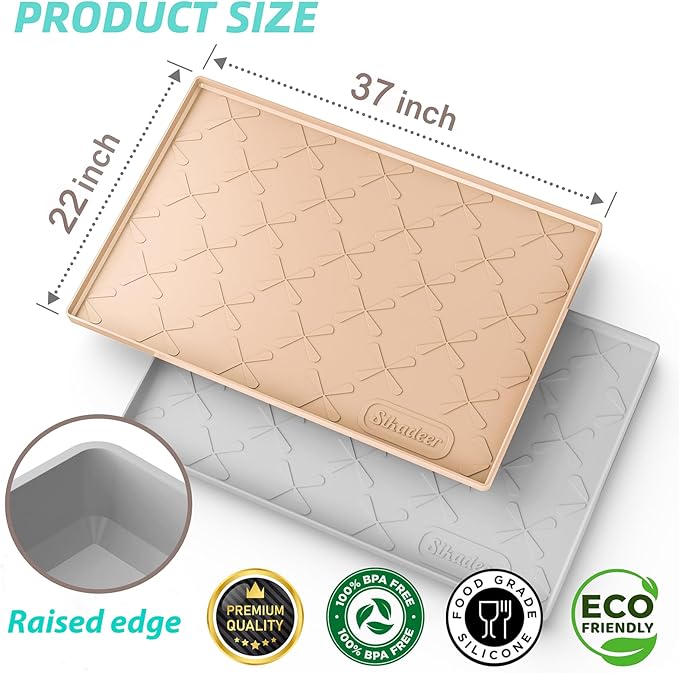 SIKADEER 37" x 22" Under Sink Mat Waterproof, Silicone Mat Kitchen Drawer Shelf - Image 3