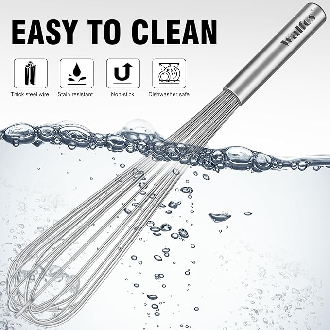 Walfos Whisks Large Whisk Set of 2, Heavy Duty Stainless Steel Wire Whisk Ideal - Image 9
