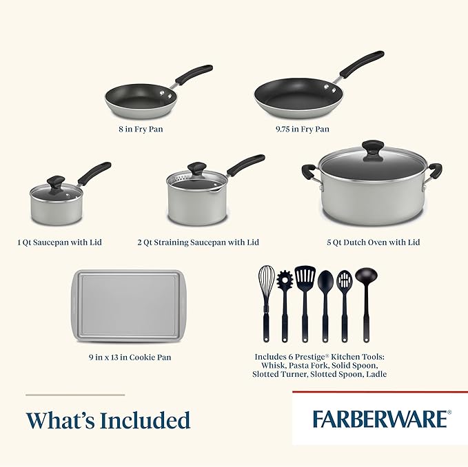 Farberware Cookstart DiamondMax Nonstick Cookware/Pots and Pans Set, Dishwasher - Image 4