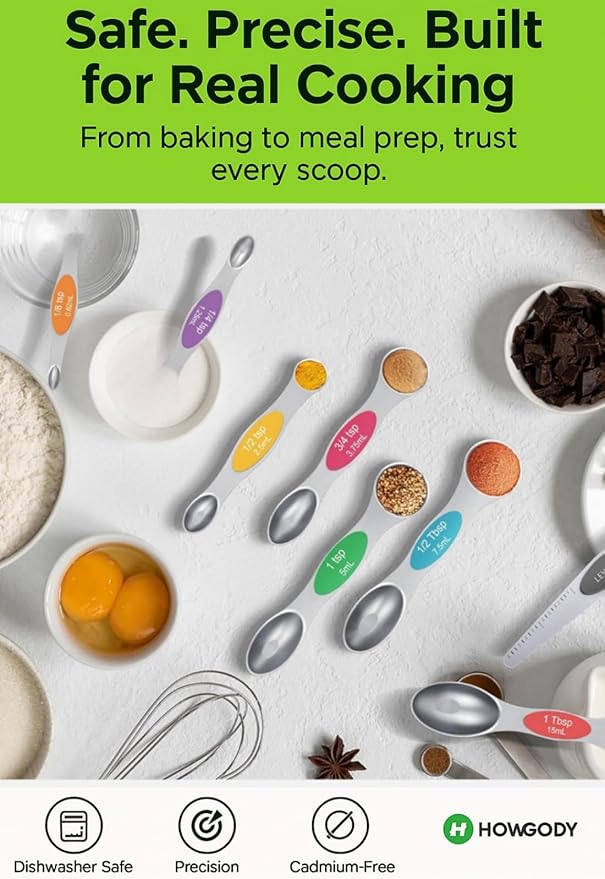 Magnetic Measuring Spoons Set Of 8, Heavy Duty 304 Stainless Steel Metal - Image 5