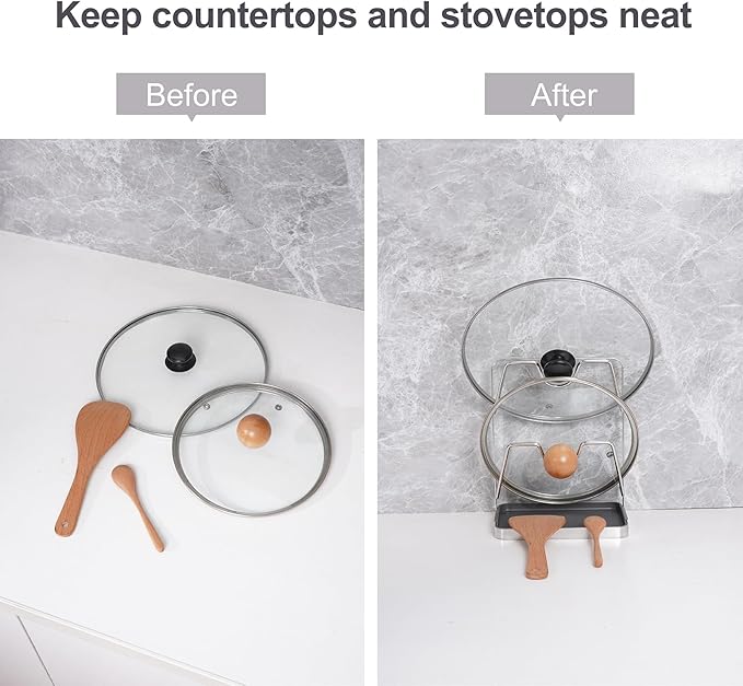 Pot Lid Holder While Cooking, Kitchen Pot Lid Storage Rack - Image 4