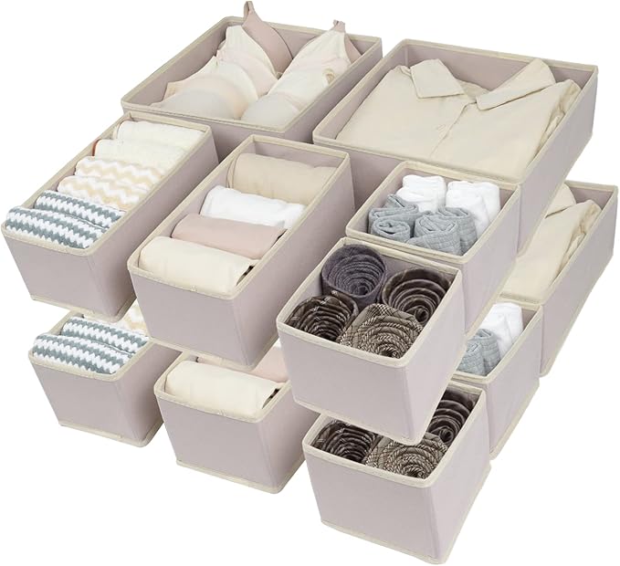 Fordonral 12 Pack Drawer Organizer Clothes, Foldable Fabric Dresser Organizer - Image 3