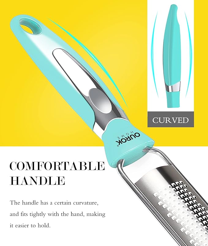Ourokhome Kitchen Lemon Zester, Stainless Steel Hand Held Parmesan Cheese Grater - Image 2