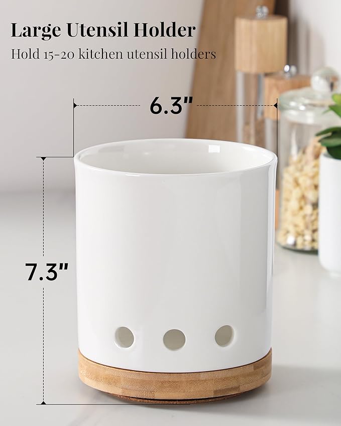 LoeJan 7.3“ 360° Rotating Ceramic Utensil Holder - Image 2