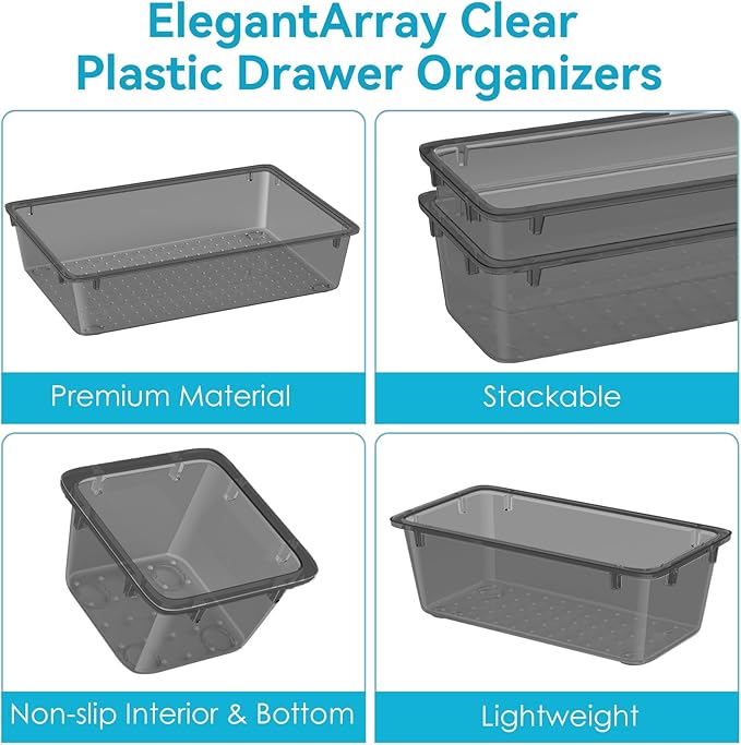 ElegantArray 12-Piece Drawer Organizer Set, 4 Sizes Versatile Plastic Vanity - Image 3