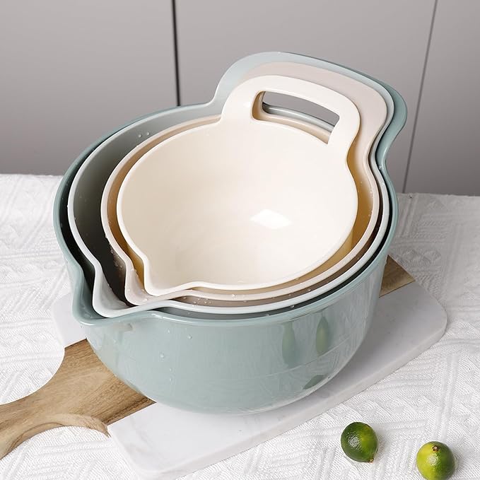 Mixing Bowls - 4 Piece Nesting Plastic Mixing Bowl Set - Non Slip Bottom and - Image 5