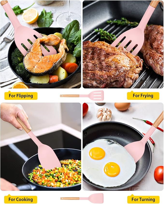 Pack of 2 Silicone Cooking Spatula, Heat Resistant Solid Turner, Non Stick - Image 4