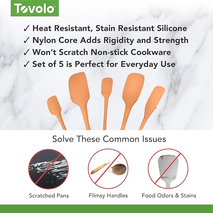 Tovolo Flex Core 5 Piece Silicone Spatula Set Heat Resistant All Silicone - Image 3