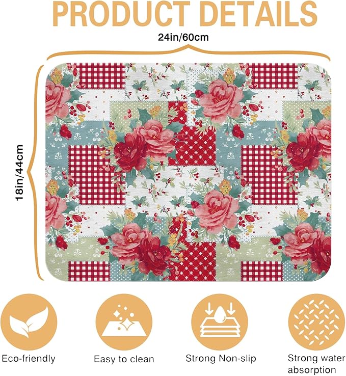 Kitchen Countertop Dish Drying Mat, Super Absorbent Coffee Bar Mat - Image 5