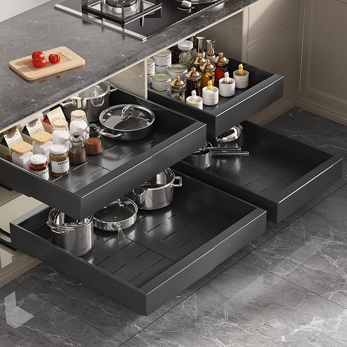 Seinloes 2 Pack Pull Out Cabinet Organizer 22" Deep, Full Extension 3 Slide - Image 6
