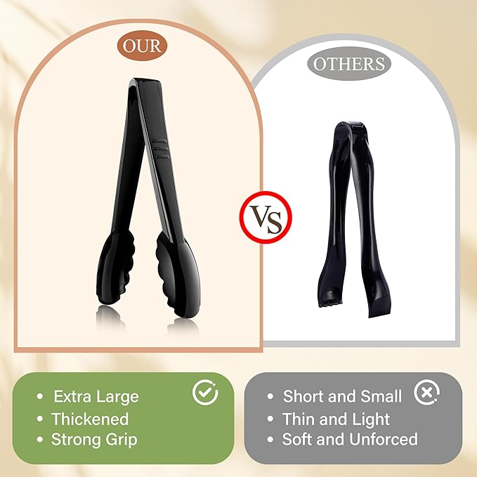 Mwellewm 40 Pcs Plastic Tongs for Serving Bulk 9 Inch Serving Disposable Tongs - Image 7