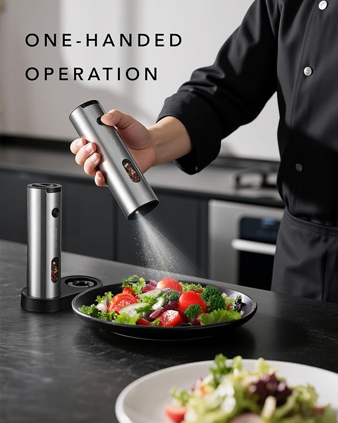 FORLIM Electric Salt and Pepper Grinder Set Rechargeable, Auto Salt and Pepper - Image 3