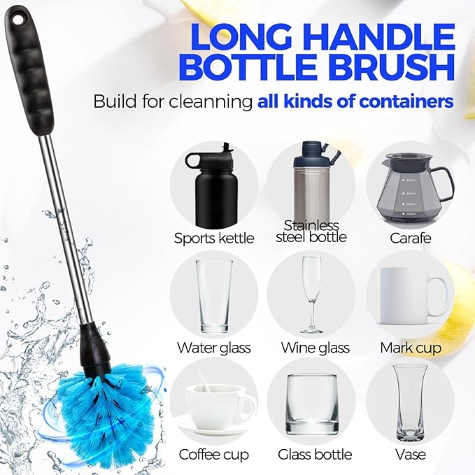 Holikme 5 Pack Bottle Brush Cleaner Set, 3 Straw Brushes, Bottle Cleaning Brush - Image 3