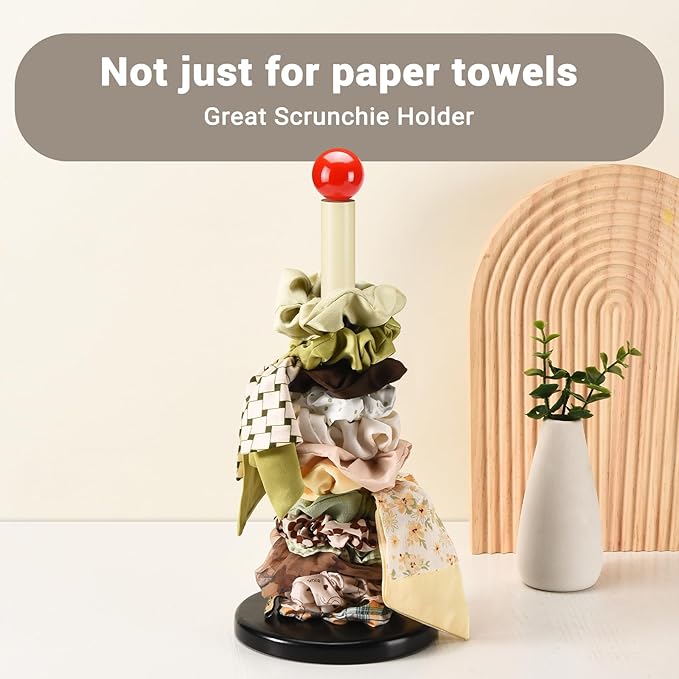 Paper Towel Holder, Cute Wooden Red Ball Kitchen Roll Stand Organizer - Image 6