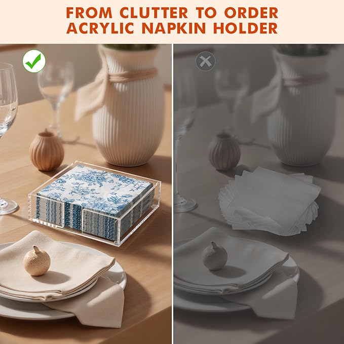Kordory Acrylic Napkin Holder for Table, Modern Square Paper Napkin Holders for - Image 3