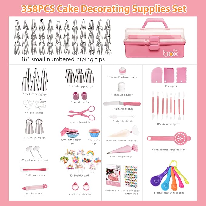 Cake Decorating Supplies Tools Kit: 358pcs Baking Accessories - Image 2