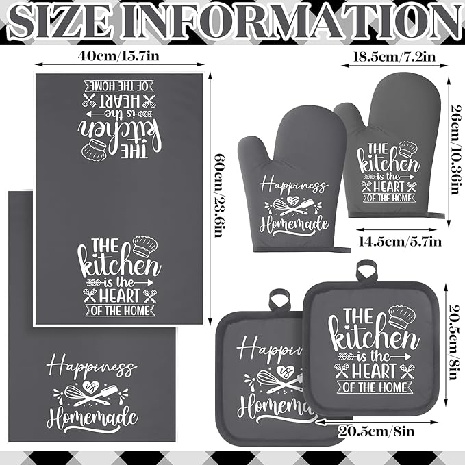 Sratte 6 Pcs Kitchen Decor Accessories Set Farmhouse Towels Pot Holders Oven - Image 4