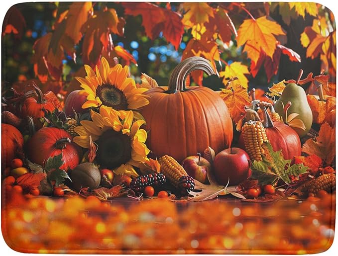 Fall Harvest Pumpkin Dish Drying Mat by Anyako