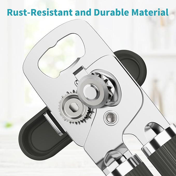 Ultrean Manual Can Opener Bottle Opener, Heavy Duty Stainless Steel Smooth Edge - Image 3
