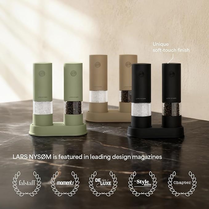 LARS NYSØM Electric Salt and Pepper Grinder Set I Automatic Salt and Pepper - Image 5