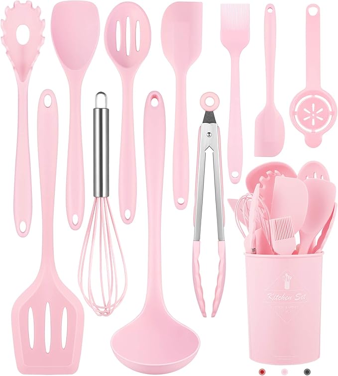 Kitchen Utensils Set-12 Pieces Silicone Cooking Utensils Set 392°F Heat by Pranski