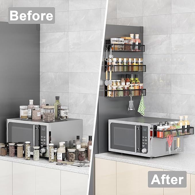 Aufworld Magnetic Spice Rack for Refrigerator, 4 Pack Magnetic Shelf, Fridge - Image 7