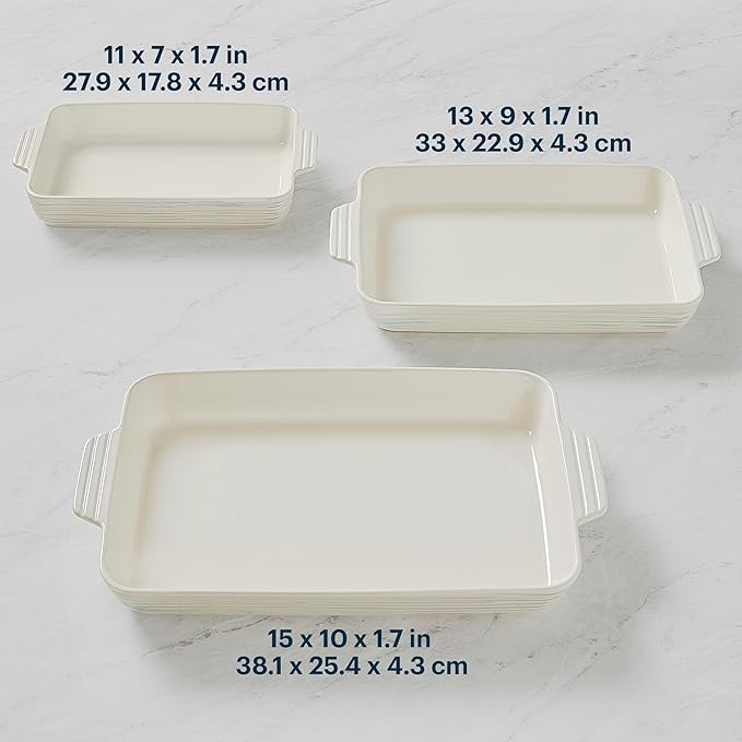 Pyrex 3-Piece Ceramic Bakeware Set, Nonstick Casserole Dish - Image 4