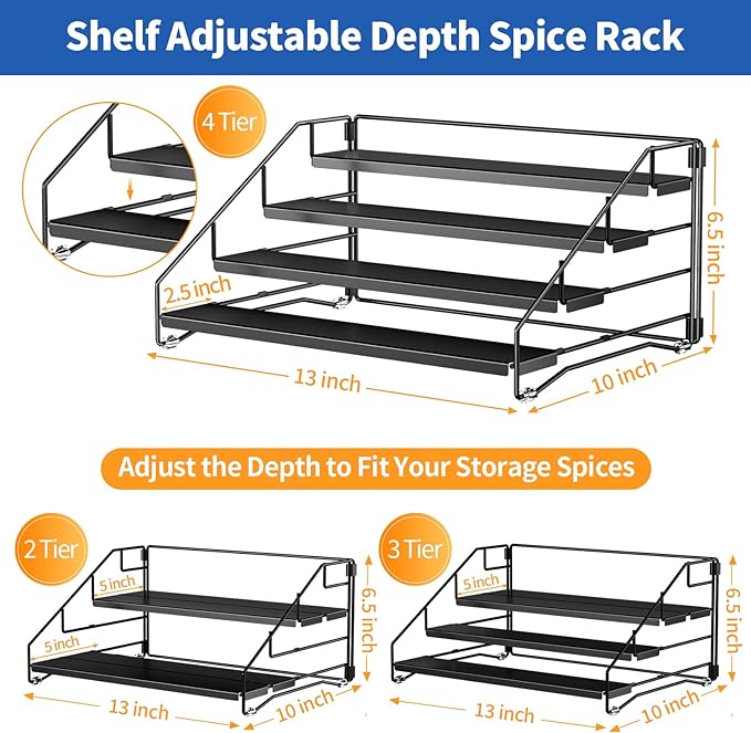 BOIVSHI 4 Tier Spice Rack Organzier, Spice Rack - Image 5