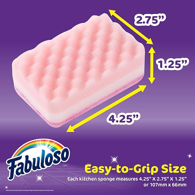 Fabuloso Scratch-Free Kitchen Dish Sponges, Rainbow Cellulose Scrubber Sponge - Image 5