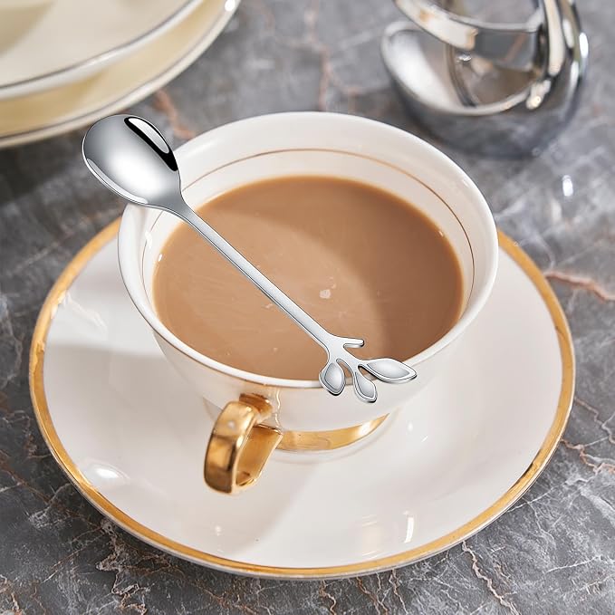 AnSaw Silver Small Coffee Spoon Holder Set, Swan Base - Image 9