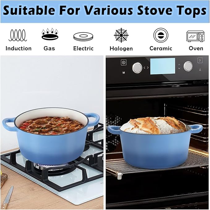 TeamFar 6QT Dutch Oven with Lid, Enameled Nonstick Cast Iron Dutch Oven Cooking - Image 7