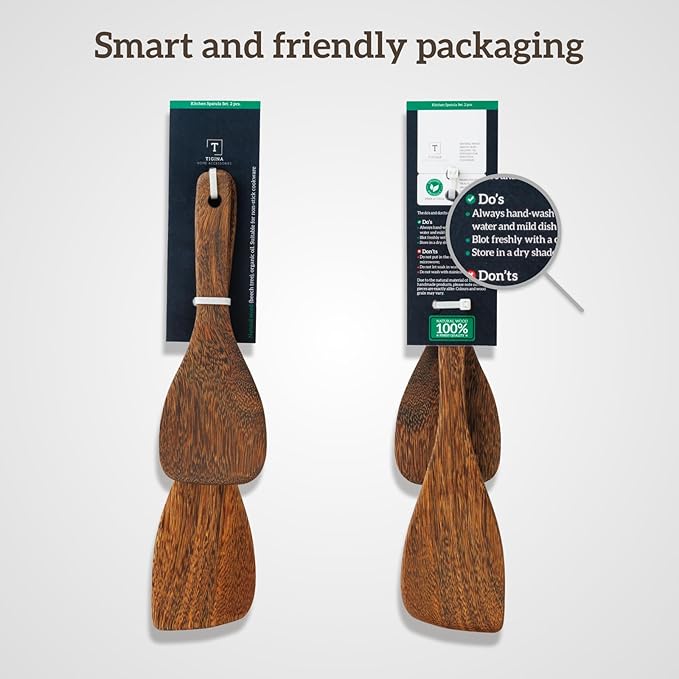 Wooden Cooking Spatula Set, Natural Wenge Wood Spatulas - Image 2
