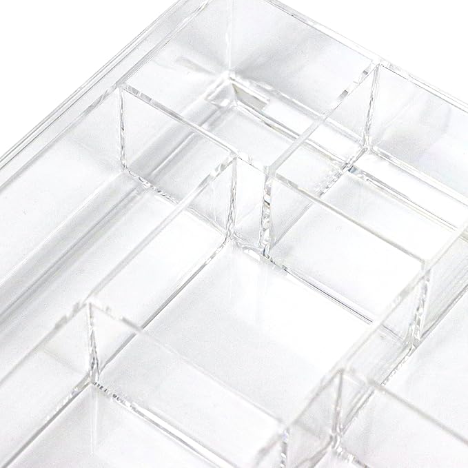 ZEXALOR 8-Section Clear Drawer Organizer, Large Acrylic Drawer Divider Tray - Image 4
