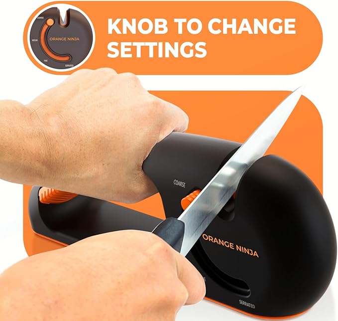 Orange Ninja 4-Stage Knife Sharpener & Serrated Knife Sharpener– Repairs - Image 3